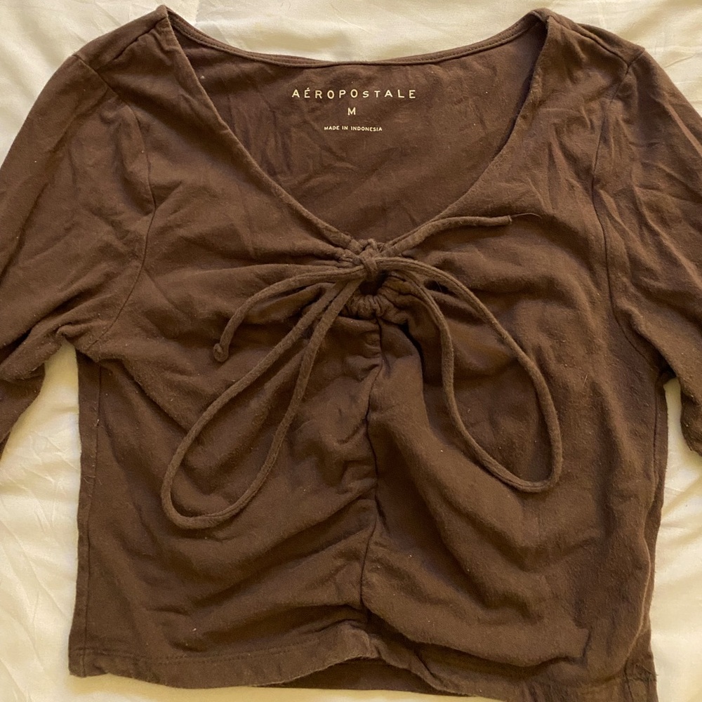 Aeropostale Bow Tied Long Sleeve Top